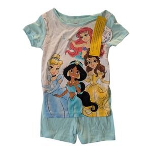 BBC-1 Disney Princess Short‎ Sleeve Girls Pajama Set Size 6 - Teal